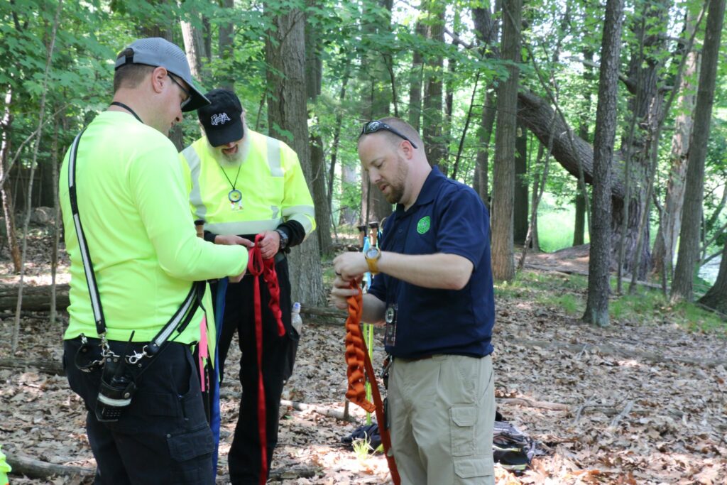 Team Bravo learning how to store webbing.