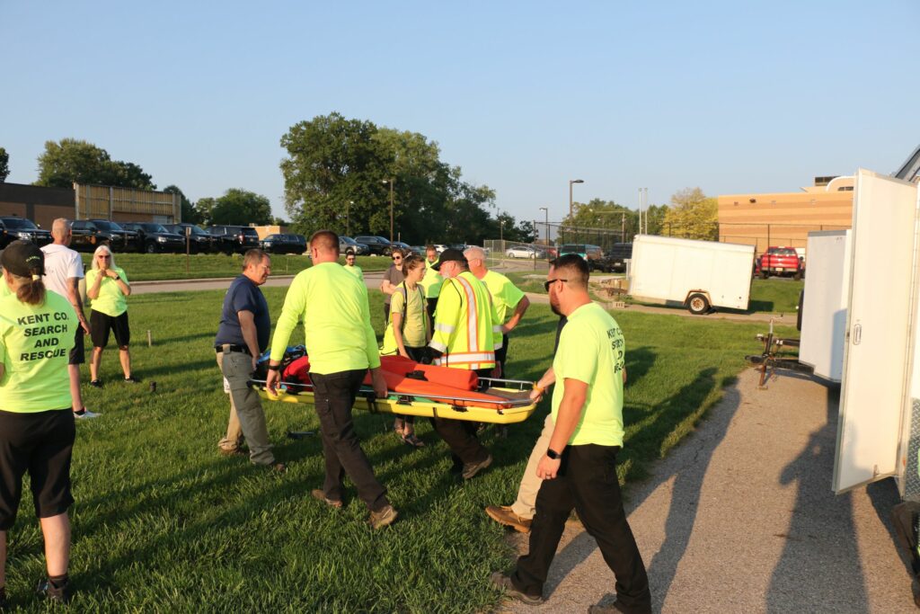 Moving the litter for training.