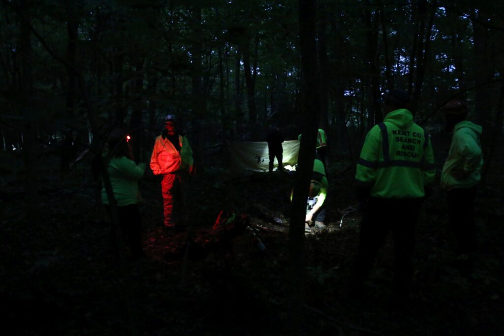 Preparing for the fire-starting demonstration.